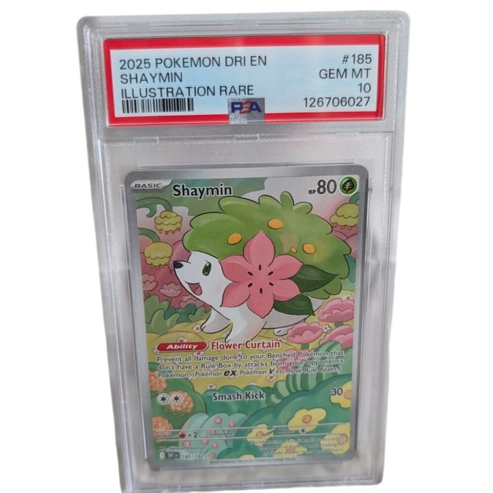 2025 POKEMON DESTINED RIVALS #185/182 SHAYMIN ILLUSTRATION RARE PSA 10